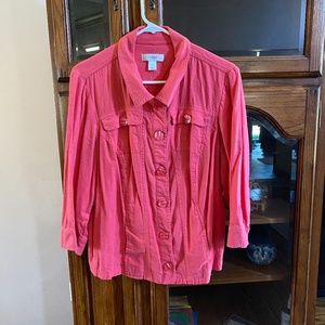 CJ Banks Coral Linen/Rayon Blend Jacket